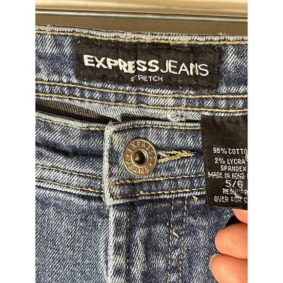express jeans stretch light blue wash pockets zipper belt loops size 5/6 READ - Picture 6 of 11